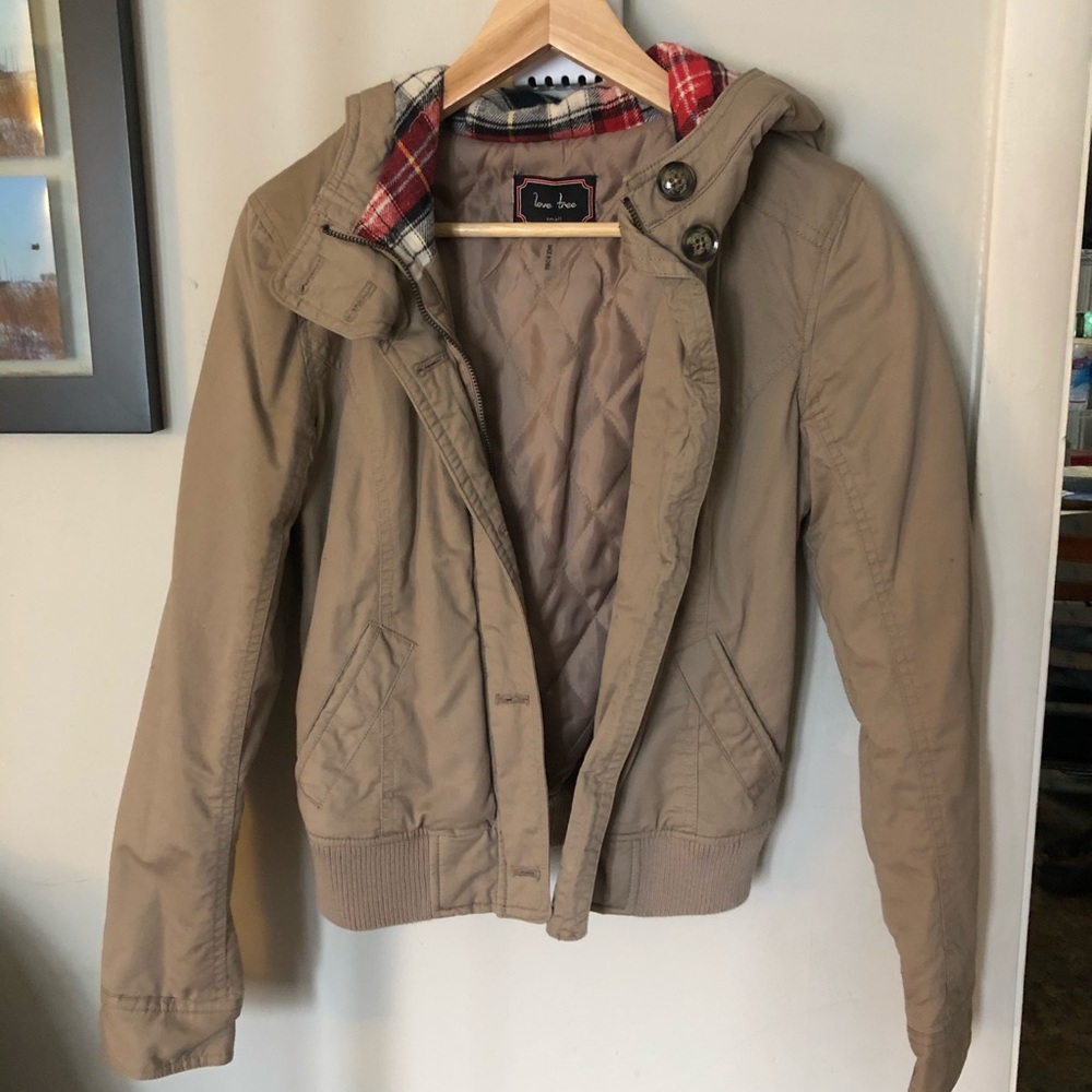 🛍 Tan Hooded Bomber Jacket